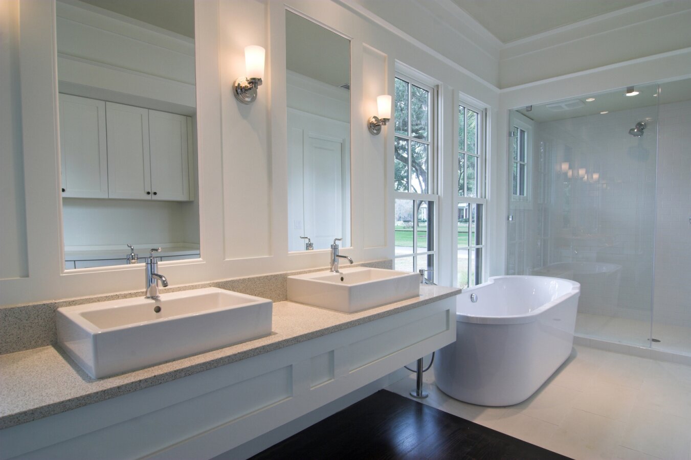 white bathroom Calgary renovation
